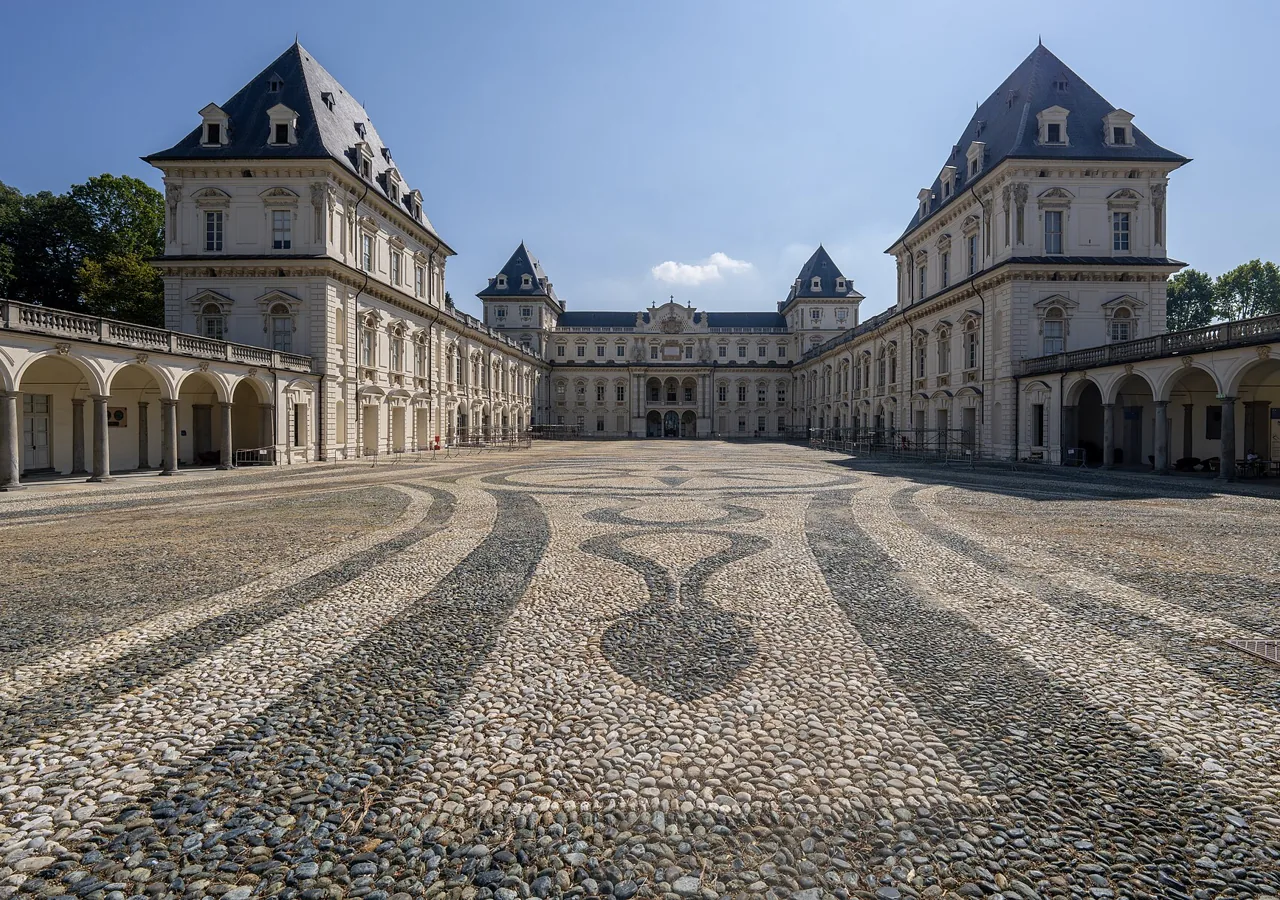 The courtyard and towers of Castello del Valentino